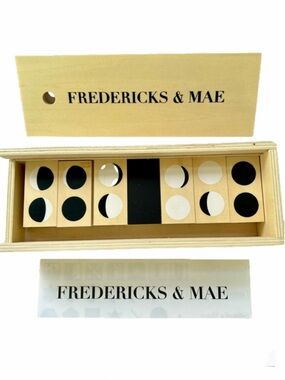 Fredericks & Mae Dominoes Moon Wooden Moon Phase with Wooden Case NEW